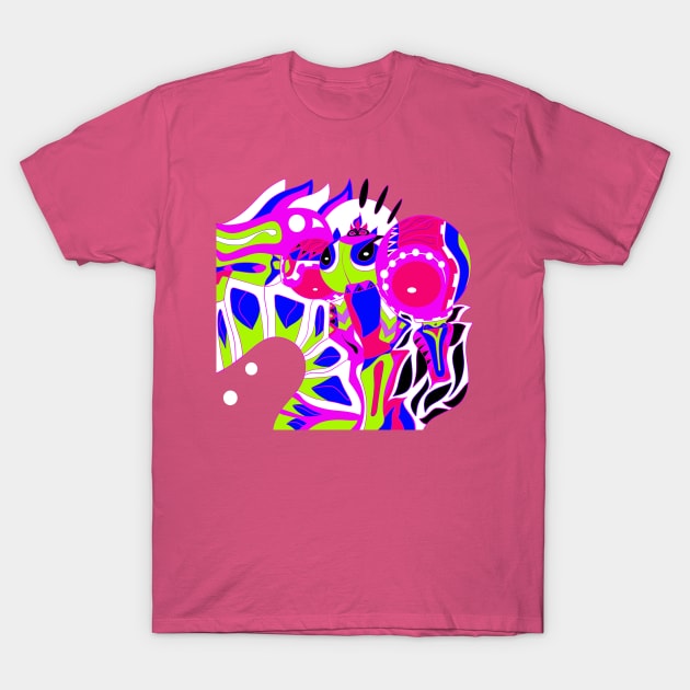pink kitsch armored alien ecopop T-Shirt by jorge_lebeau